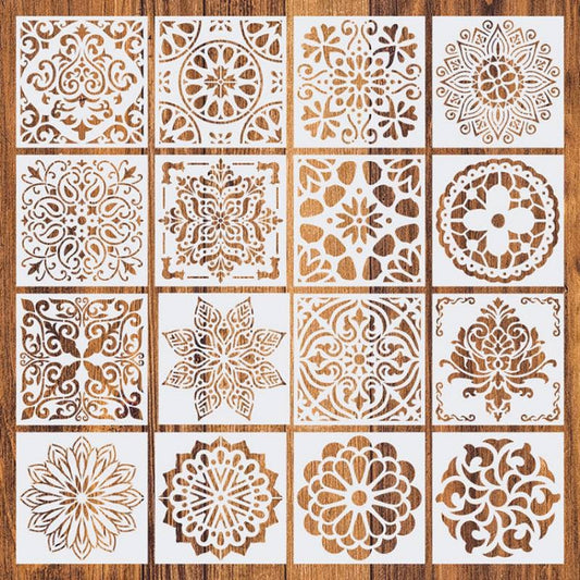 16pcs/set 15x15cm mandala stencils