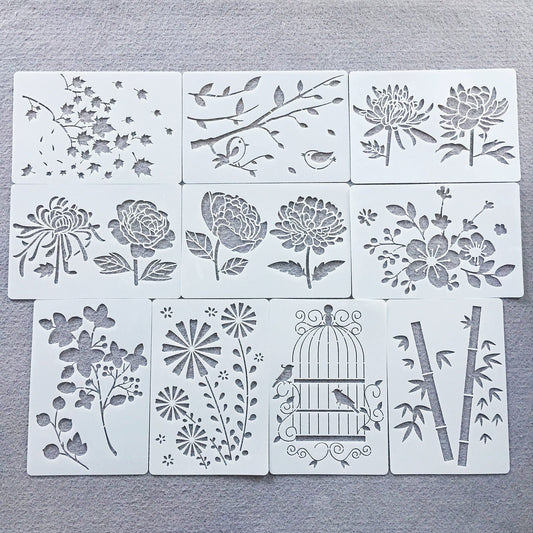 Flowers Stencils - 10pcs/set 26cm