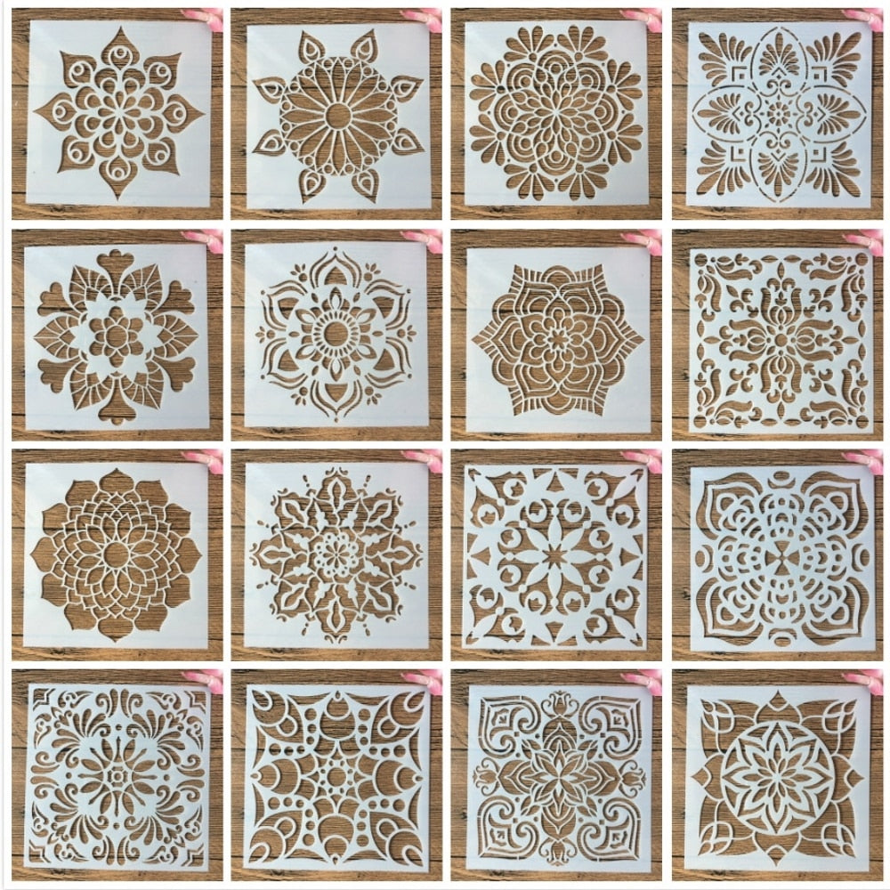 16pcs/15x15cm mandala stencils