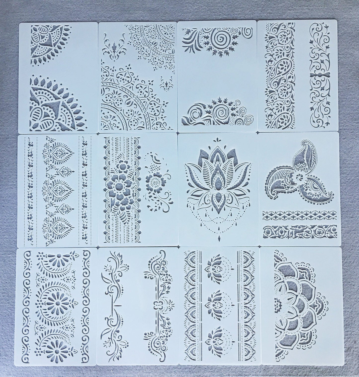 12pcs/set a4 29cm Lotus Flower Stencils