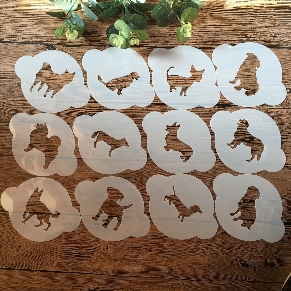 12pcs 13x10cm dog stencils