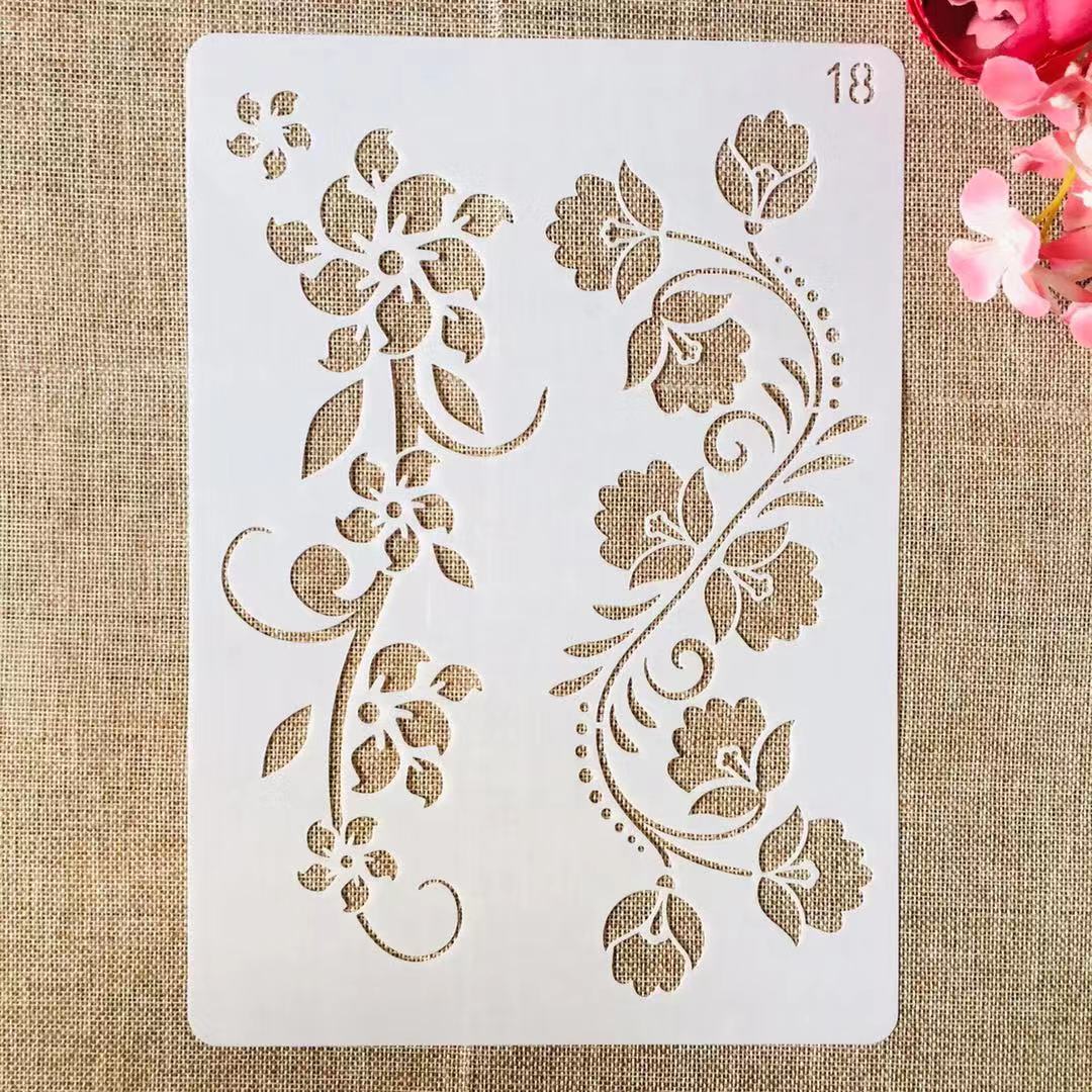 Flowers Stencils - 9pcs a4 29x21cm