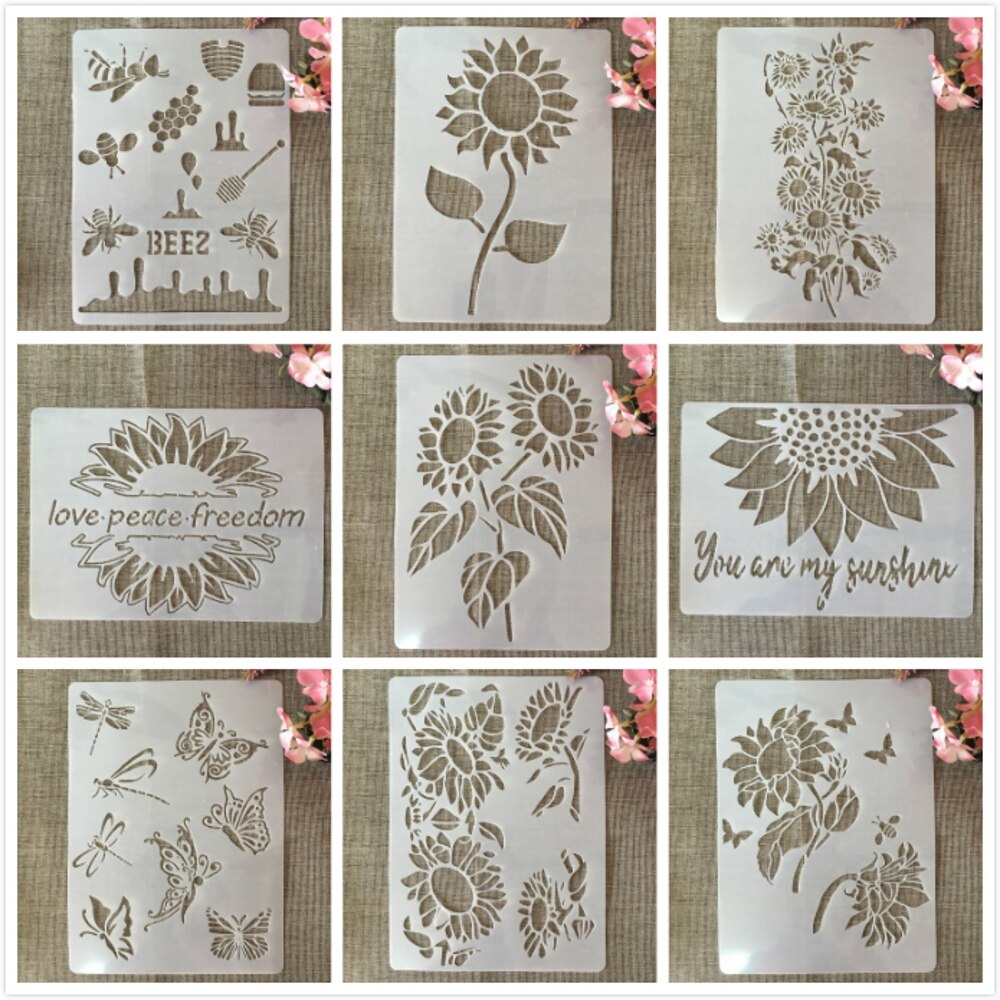 A4 Flowers Stencils - 10pcs