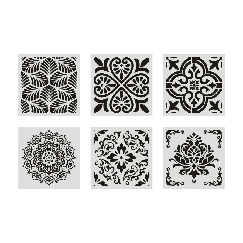 6pcs Retro flower stencils - 30x30cm