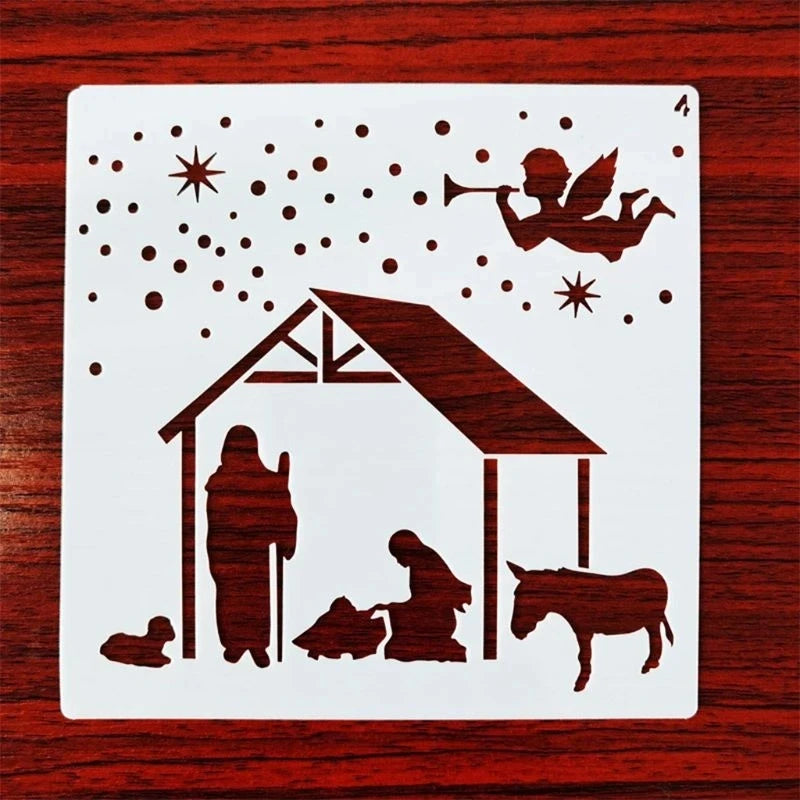 12pcs Christmas Stencils 13cmx13cm