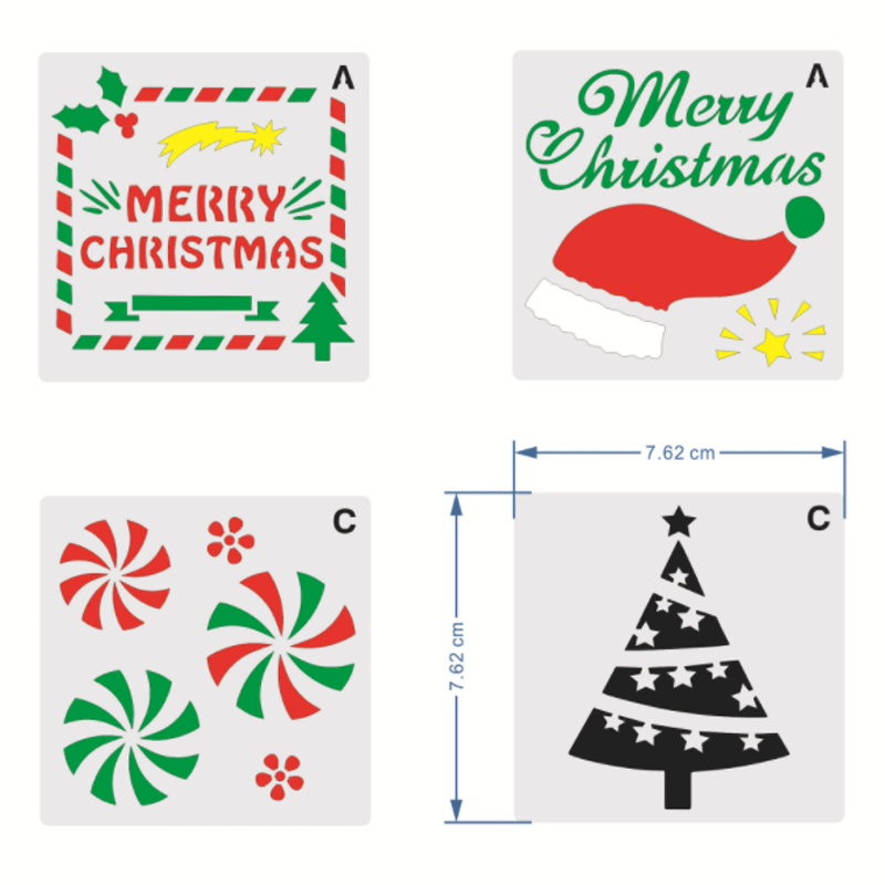 24pcs Merry Christmas 8x8cm