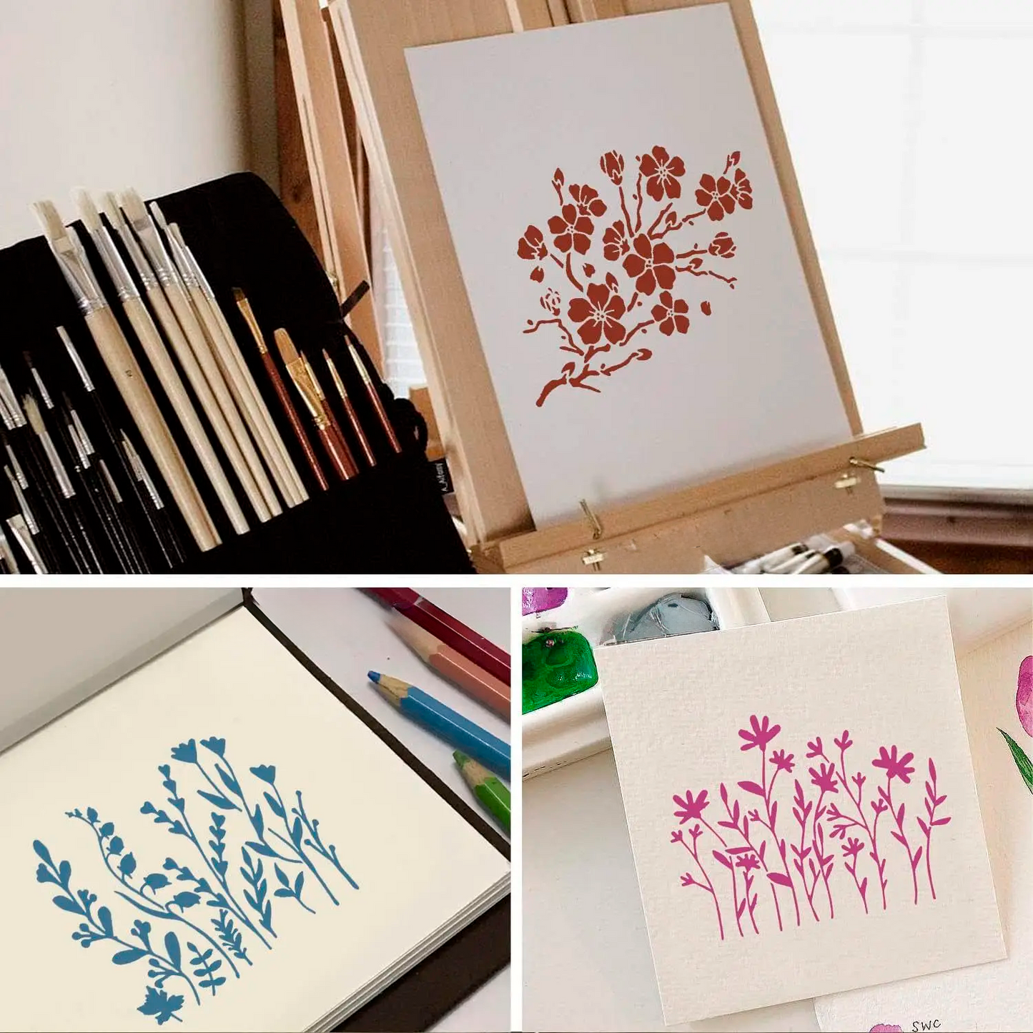 16pcs Flowers Stencils - 13x15cm