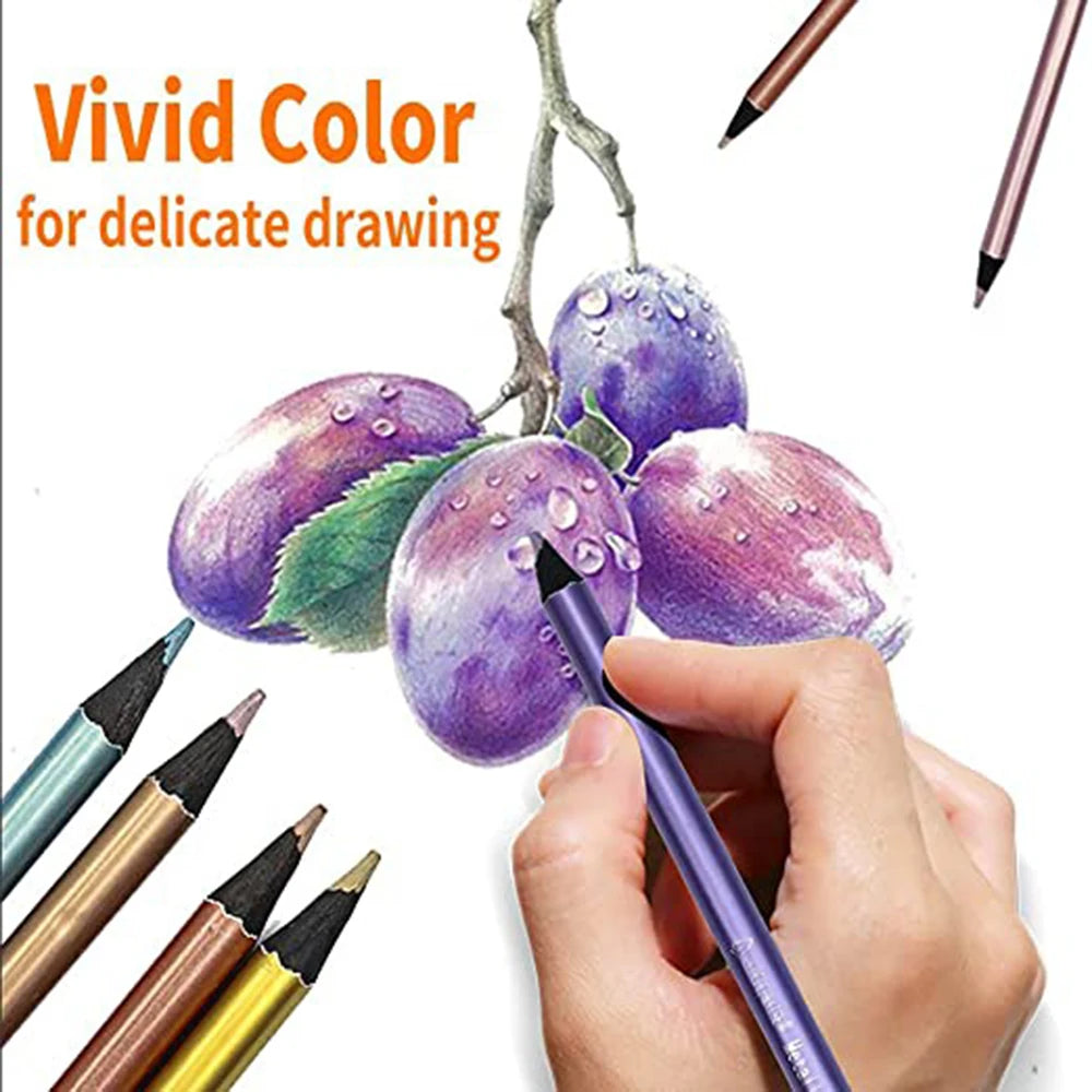 12 Colors Metallic Pencil Colored Drawing