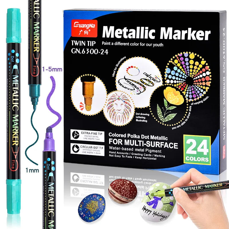 Metallic Duo Art Pens - permanent metal double tips for all surfaces