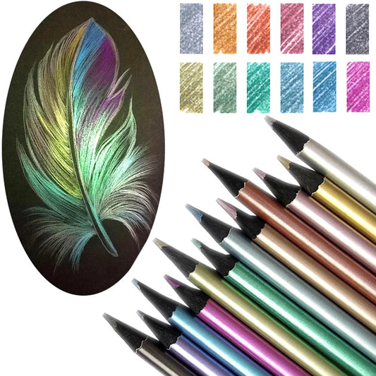 12 Colors Metallic Pencil Colored Drawing